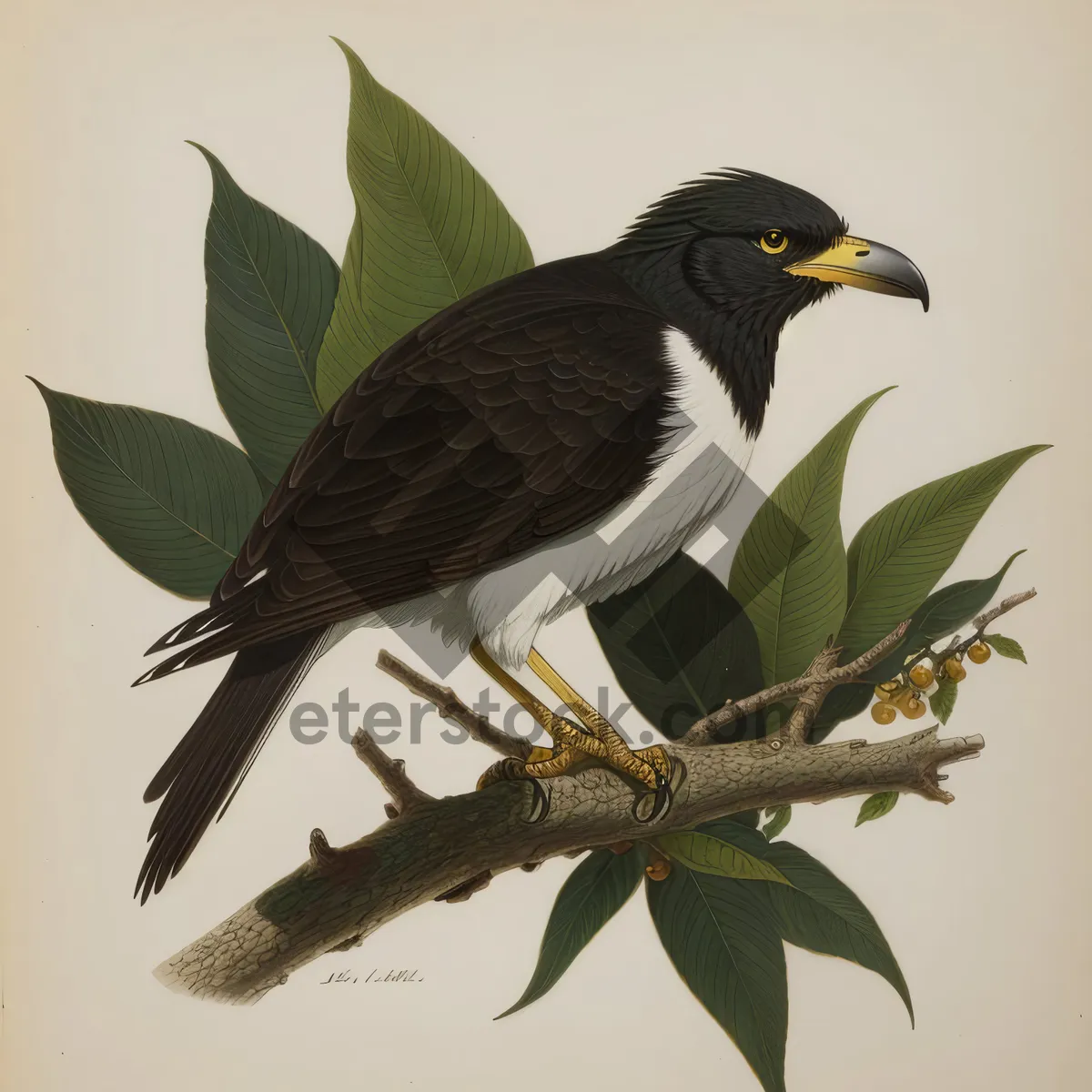 Picture of Wild Magpie Bird with Black Plumage and Piercing Eye