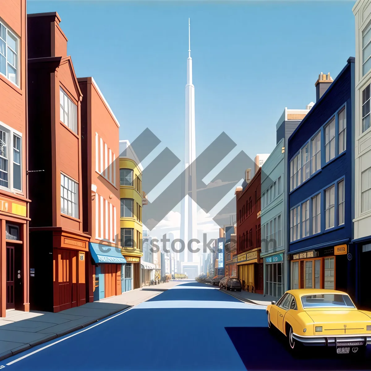 Picture of Cityscape view with historic buildings and urban architecture