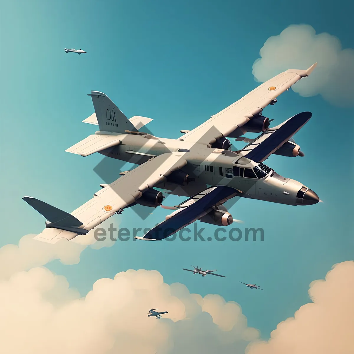 Picture of Fast military aircraft flying through the sky