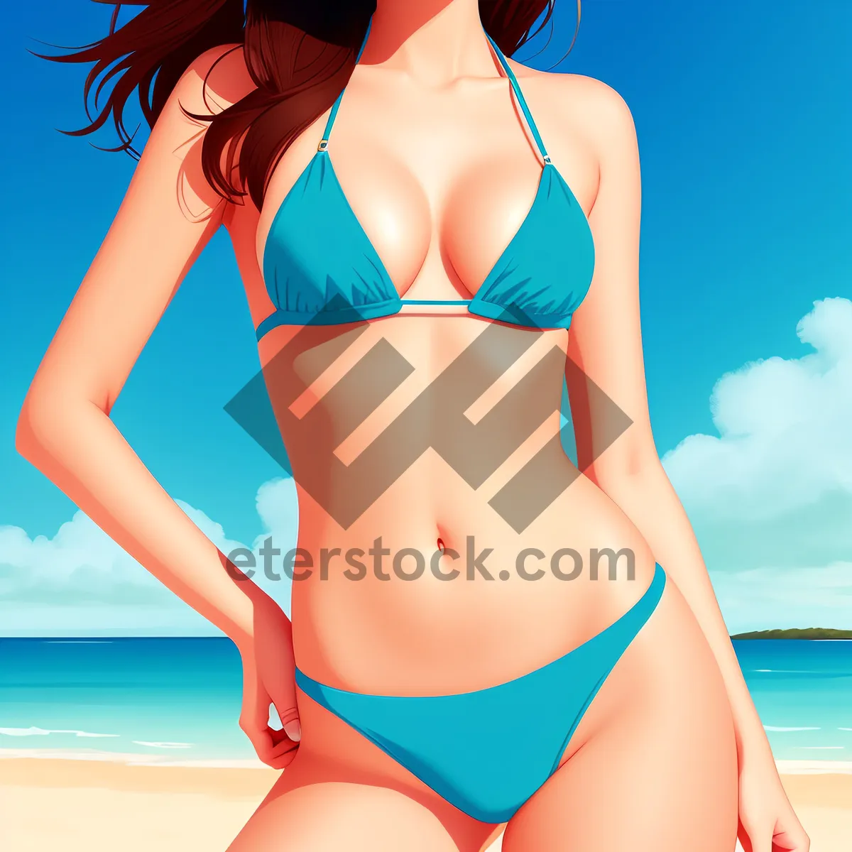 Picture of Seductive Summer Bikini Beachwear: Attractive Model Posing