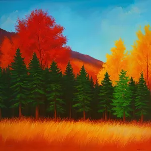 Autumn Sky: Majestic Orange Foliage in Mountain Landscape