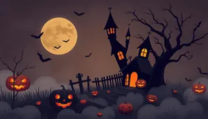 Halloween Night in the Spooky Cemetery