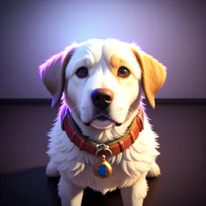 Adorable Golden Retriever Puppy Sitting with Leash