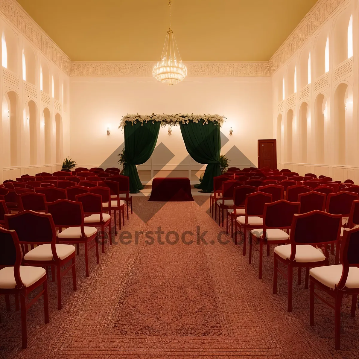 Picture of Modern luxury interior design with wooden furniture and chairs