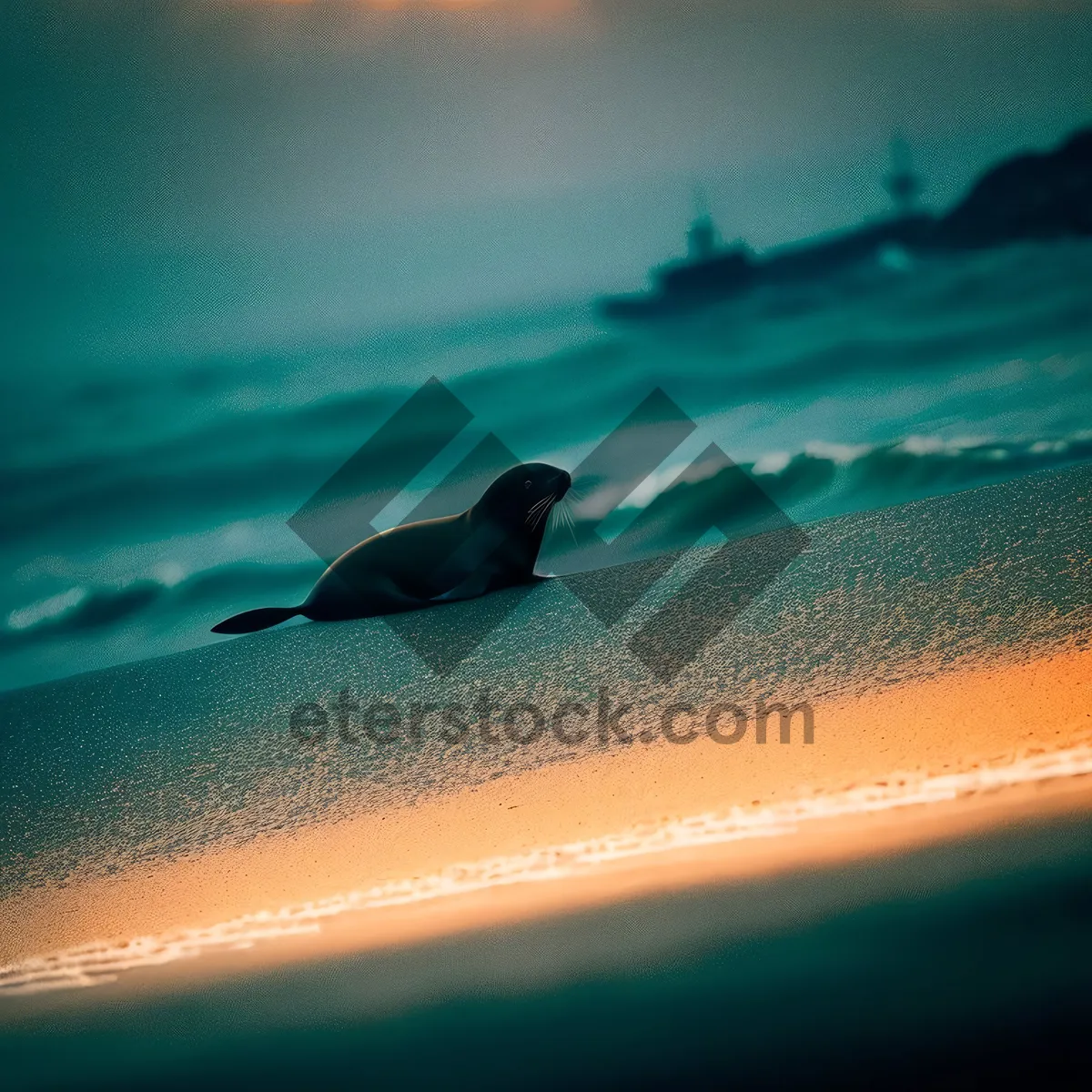Picture of Golden Coast at Sunset: Tranquil Beach with Majestic Horizon