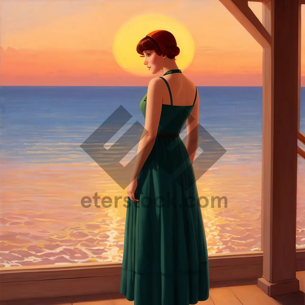 Picture of Stunning Lady in Tropical Sarong on Beach