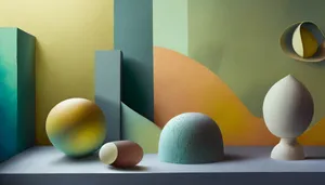 Round Easter egg on table with chicken and eggs.