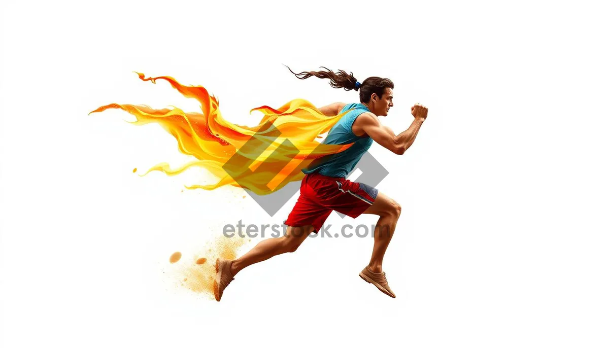 Picture of Energetic dancer jumping with elegant silhouette in motion.