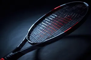 Tennis Racket Silhouette on Court Background