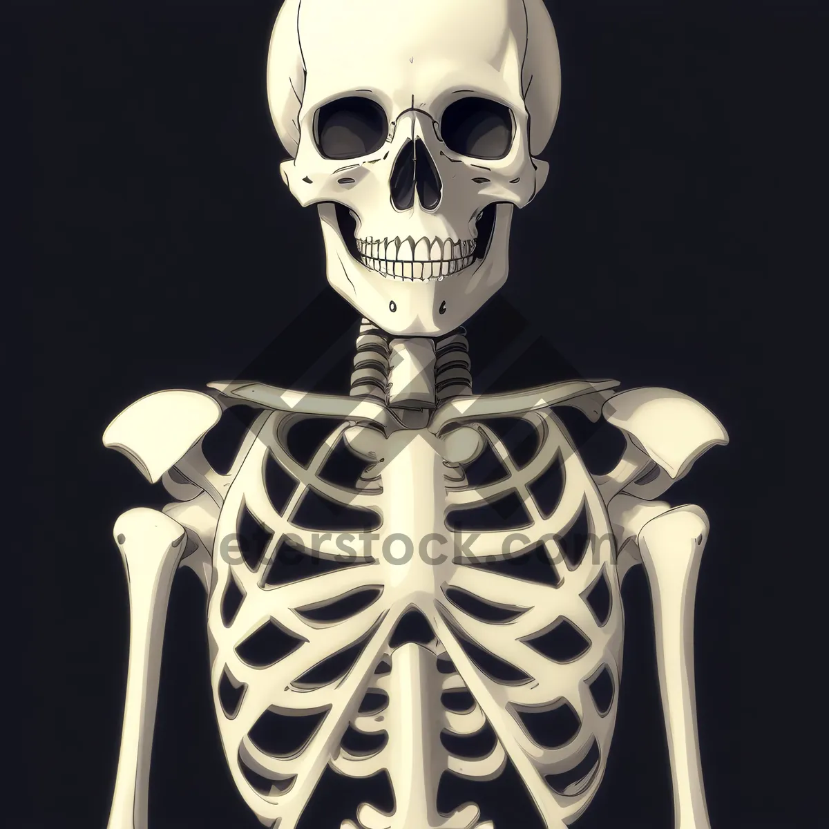 Picture of Horror Skeleton Amulet: Anatomical 3D X-Ray of Skull and Spine.