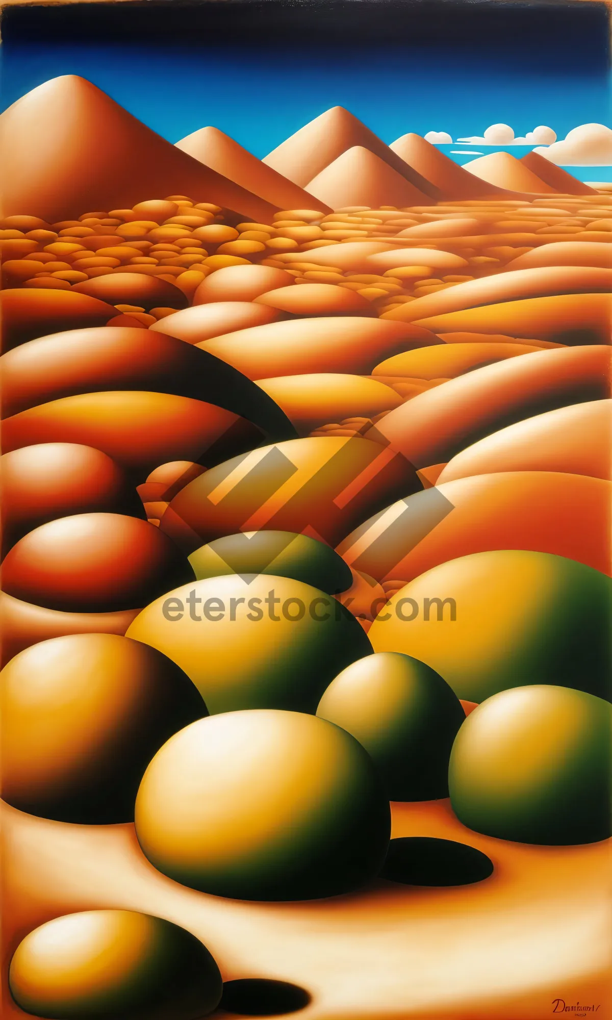 Picture of Colorful Easter eggs in group with hen and apricot