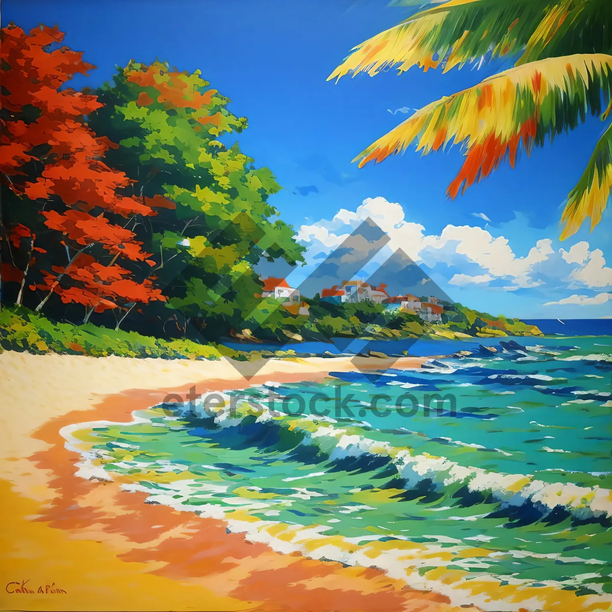 Picture of Turquoise Summer: Island Beachscape with Tropical Waves
