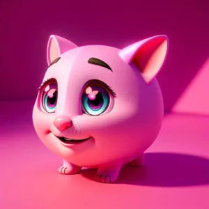 Pink Piggy Bank with Coins - Money-saving Object