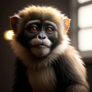 Furry Primate with Cute Eyes in the Wild