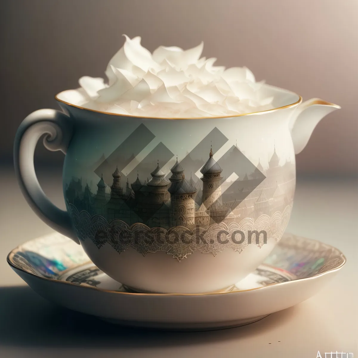 Picture of Ceramic Tea Cup with Saucer for Morning Beverages