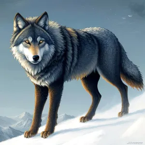 Majestic Timber Wolf Braving Winter's Cold