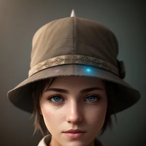 Smiling Model with Fashionable Hat and Captivating Eyes