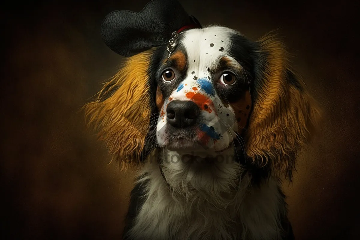 Picture of Adorable brown Cocker Spaniel puppy portrait.