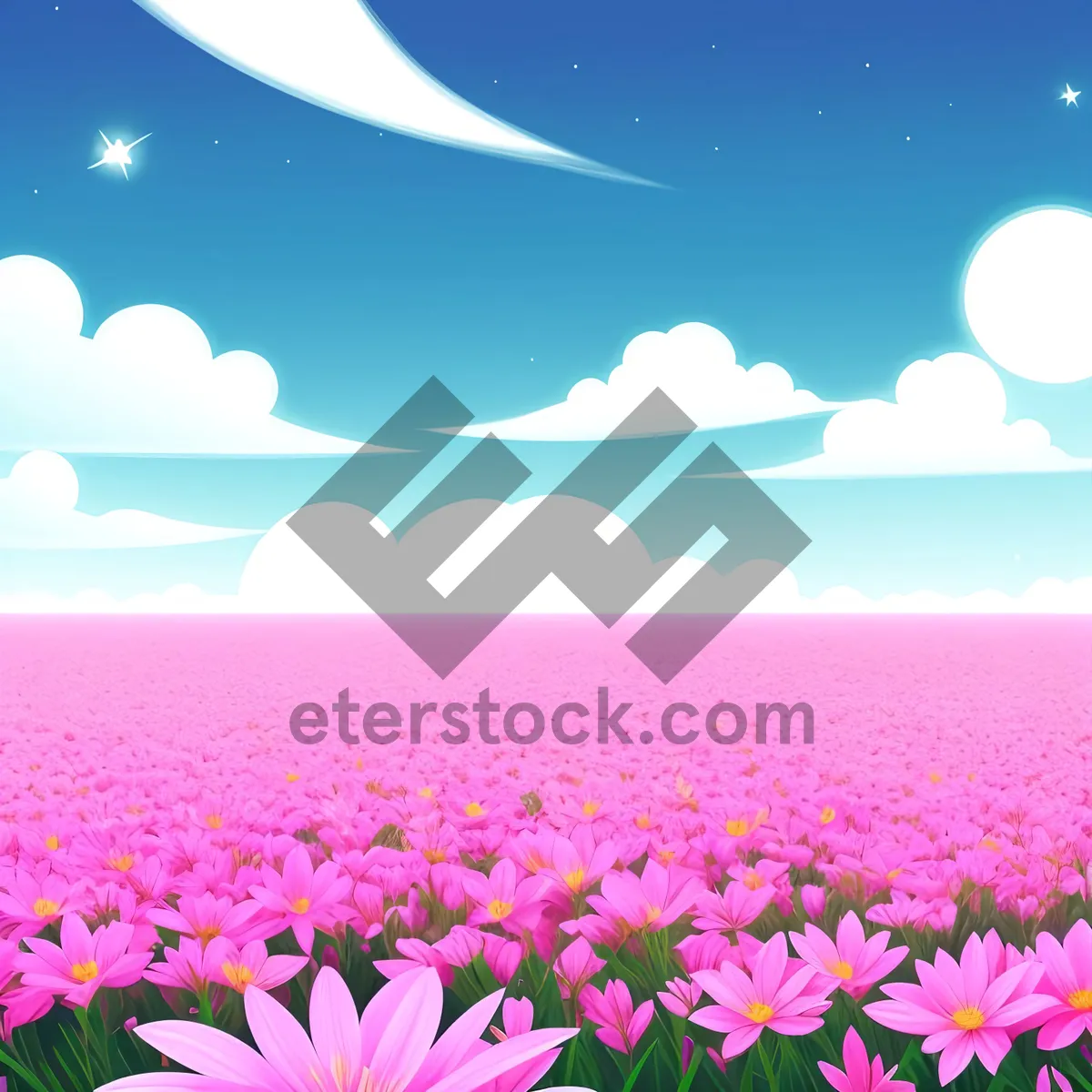 Picture of Vibrant tulip field under clear sky