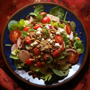 Fresh and Delicious Gourmet Salad with Cheese and Vegetables