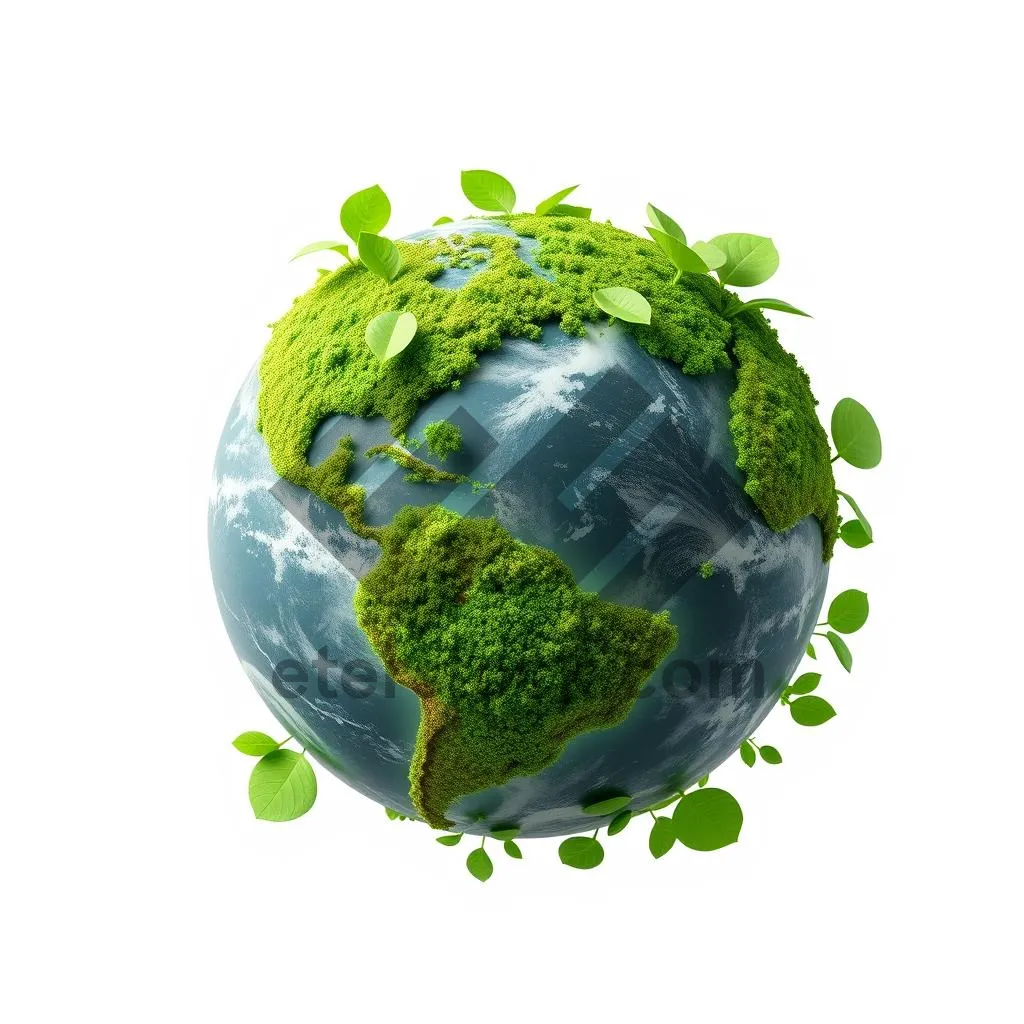 Picture of Global Earth Symbol with Planet and Broccoli