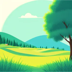 Vibrant Summer Landscape with Majestic Tree and Lush Meadow