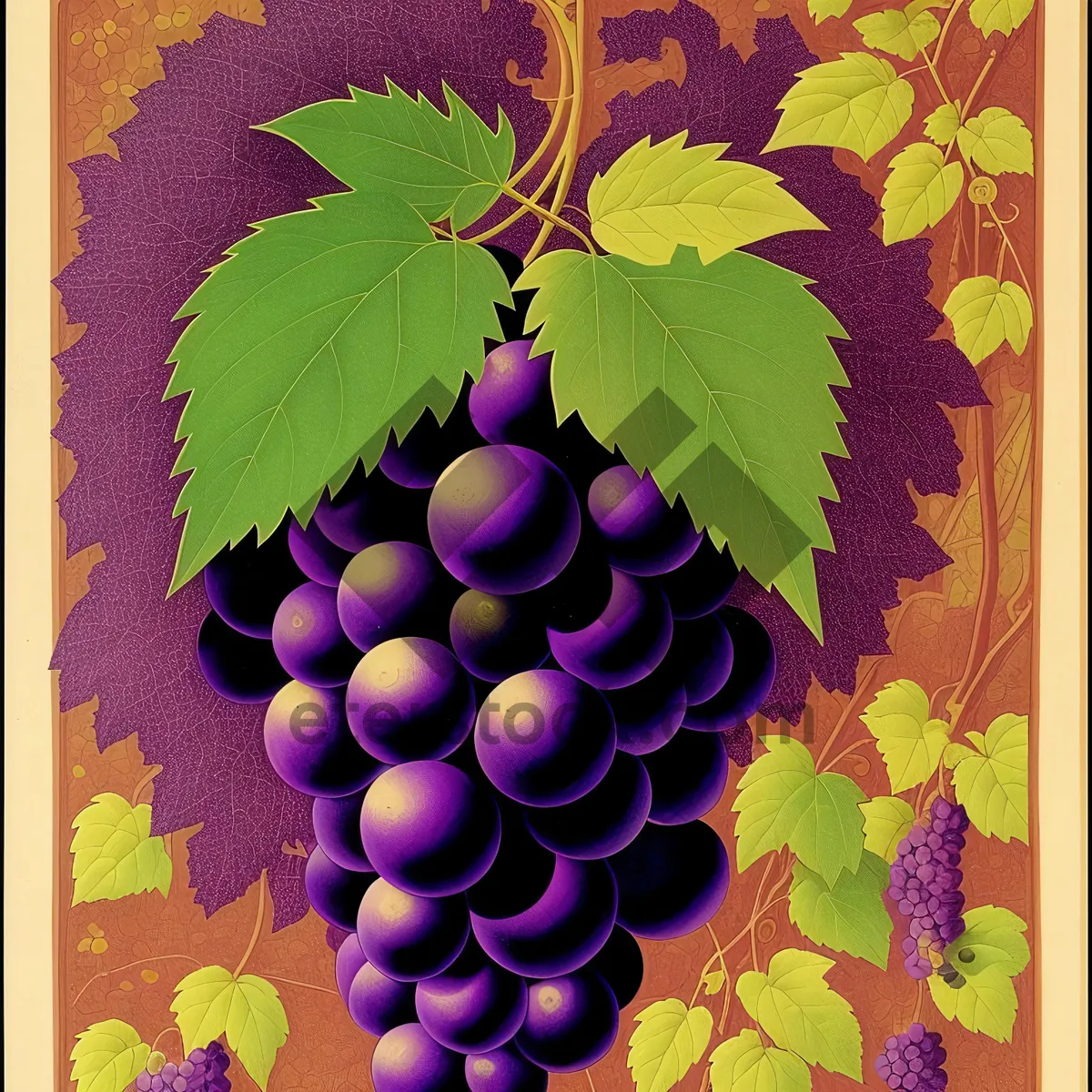 Picture of Colorful Grape Celebration: Artful Decorative Tree Frame