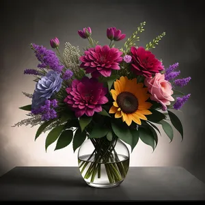 Colorful Spring Flower Bouquet in Vase