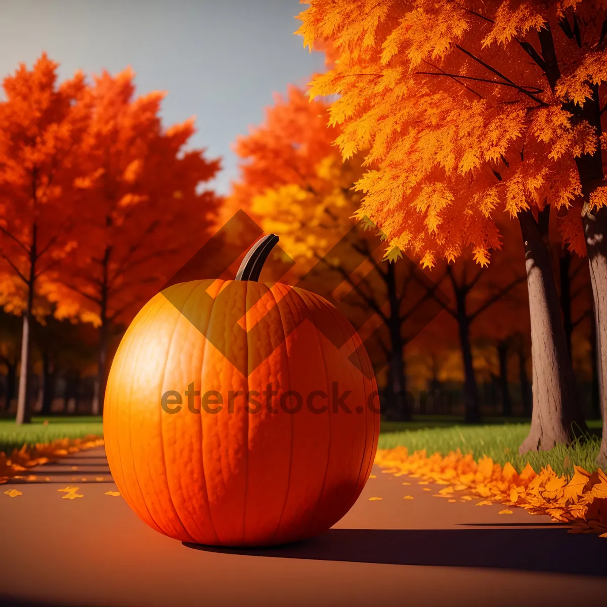 Picture of Autumn Harvest: Vibrant Pumpkin Squash Decoration