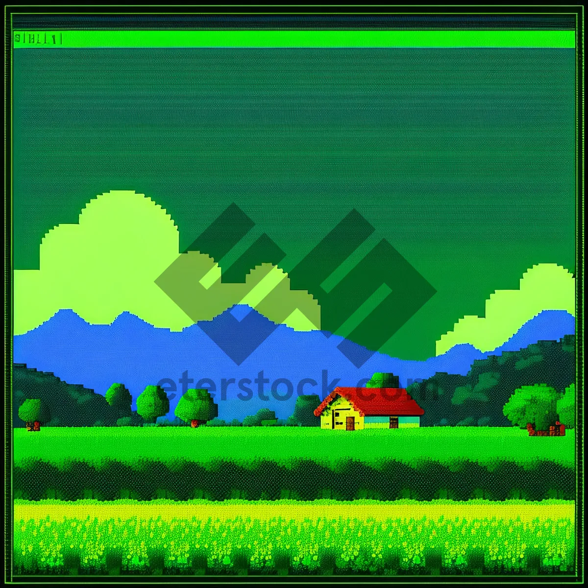 Picture of Vibrant Countryside Skyline - Grassy Meadow with Clear Skies