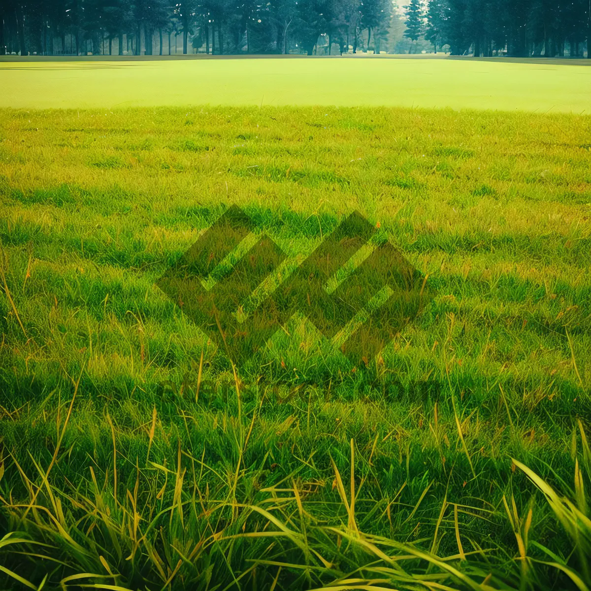 Picture of Sunny Rice Field with Clear Sky