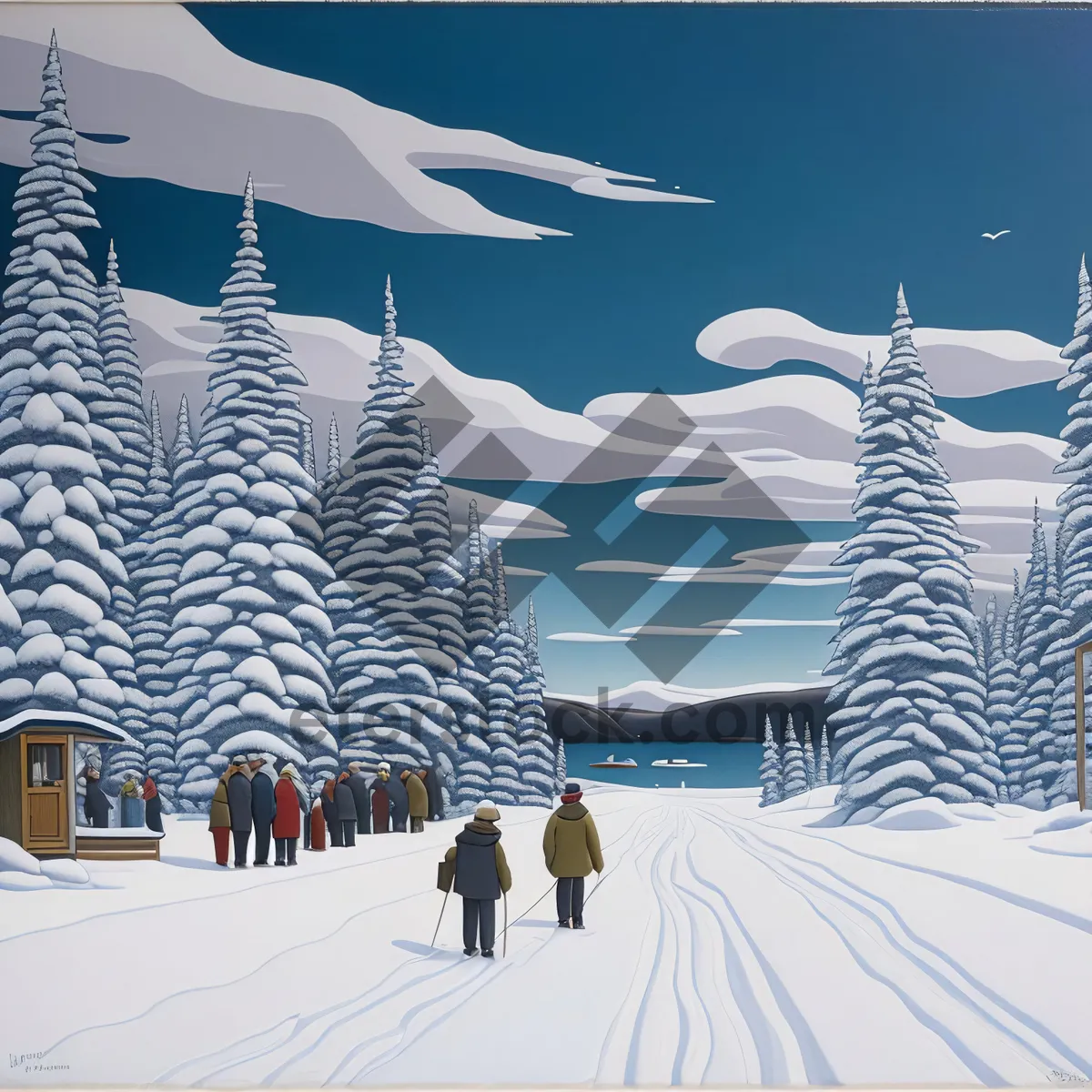Picture of Snowy Alps Winter Landscape Ski Resort.