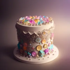 Colorful Birthday Cupcake with Confetti and Candle