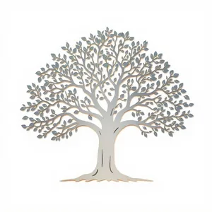 Symmetrical floral tree silhouette design element