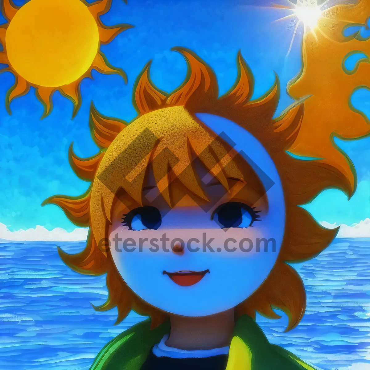 Picture of Cheerful Cartoon Boy Smiling - Fun Children's Clip Art.