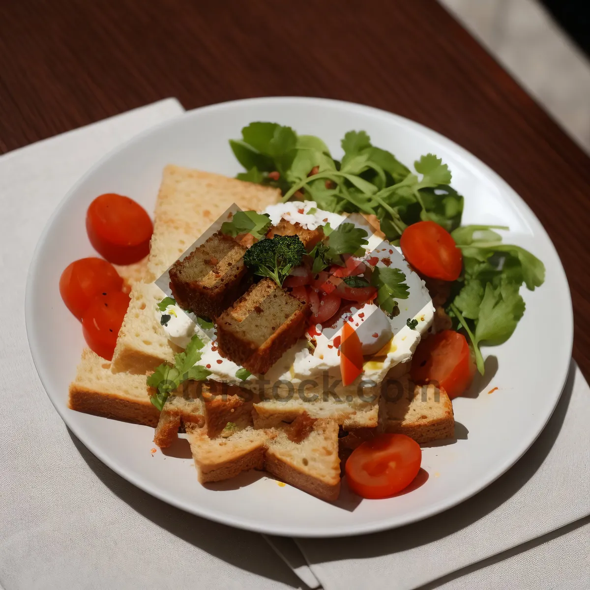 Picture of Delicious gourmet chicken salad with fresh vegetables and cheese