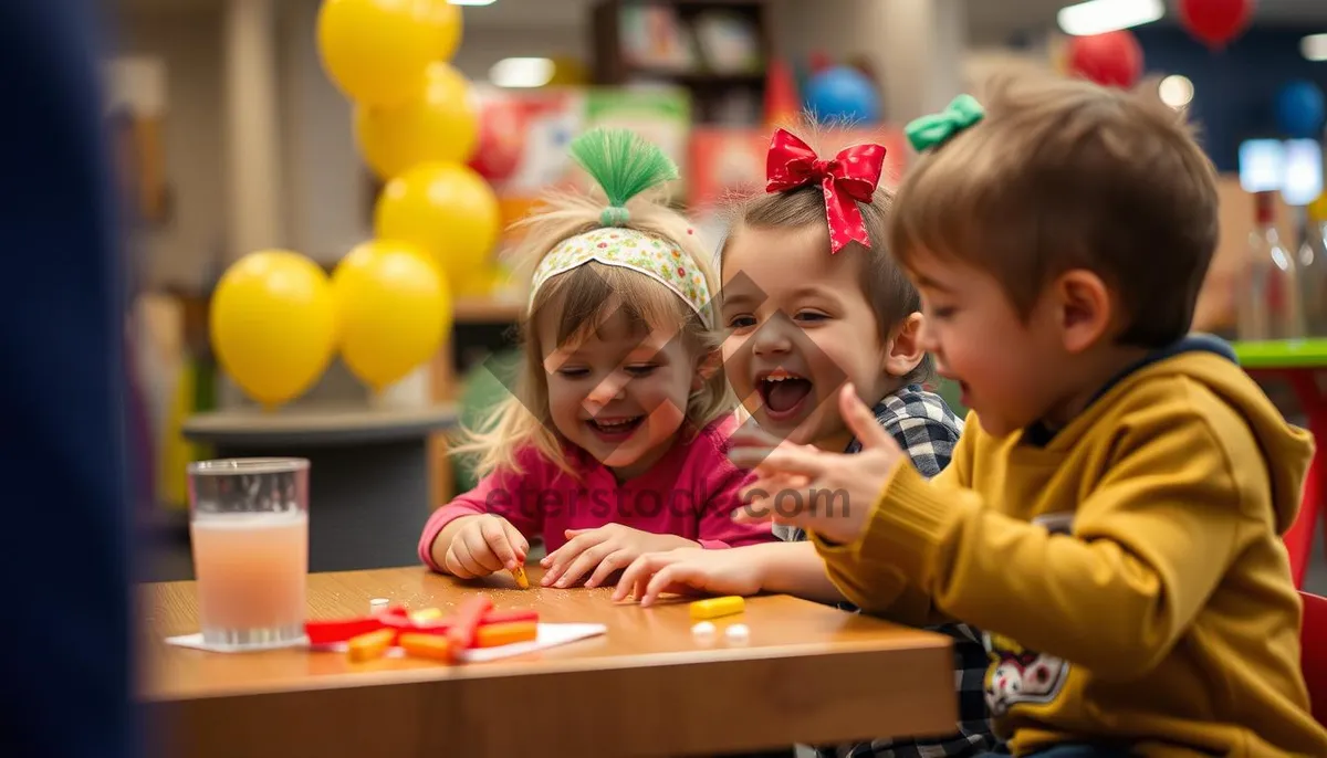 Picture of Happy boy smiling in classroom with friends at school