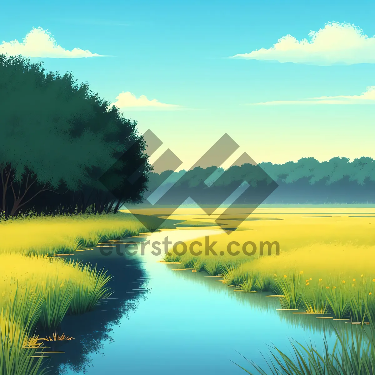 Picture of Serene sunset over rural lake reflecting the scenic horizon