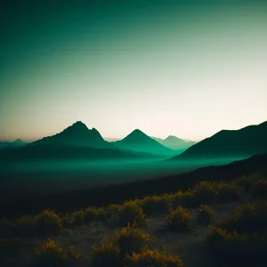 Serene Sunset Over Mountain Meadow