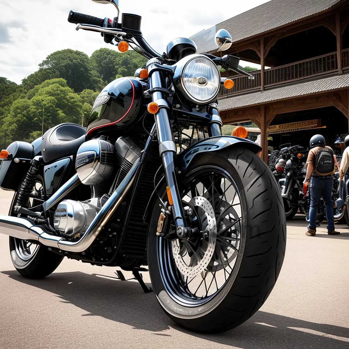 Picture of Speedy Motorcycle on Road with Silencer.