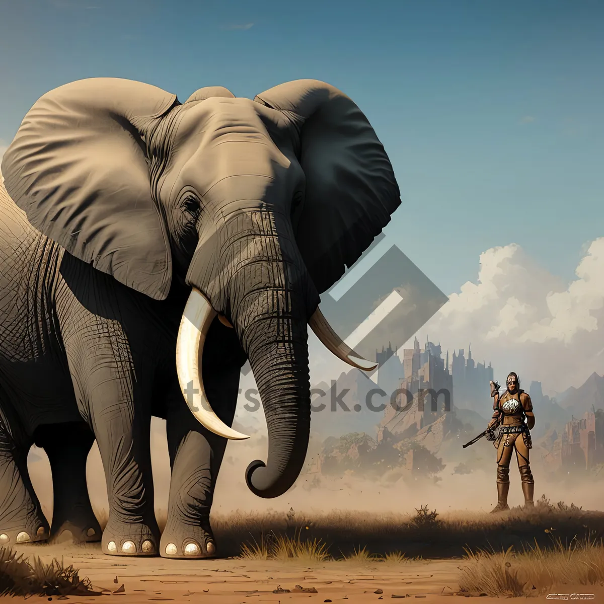 Picture of Majestic tusker leading a wildlife safari.