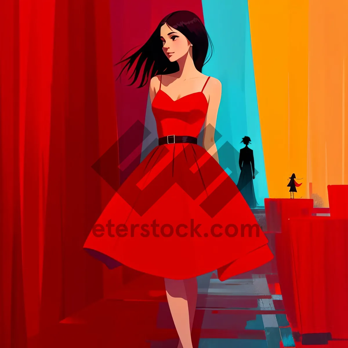 Picture of Stylish Princess Pose: Fashion Model in Elegant Dress