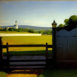 Rustic Upright Fence in Rural Landscape