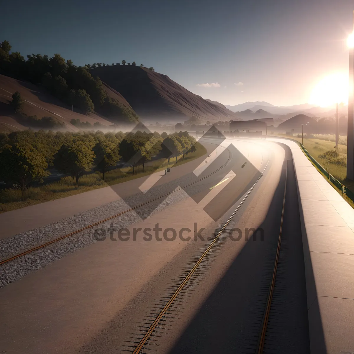 Picture of Cloudy Expressway Through Majestic Mountain Landscape