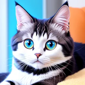 Fluffy Gray Tabby Kitty with Adorable Green Eyes