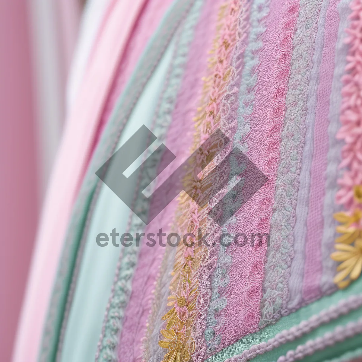 Picture of Colorful textile slide fastener pattern on silk fabric