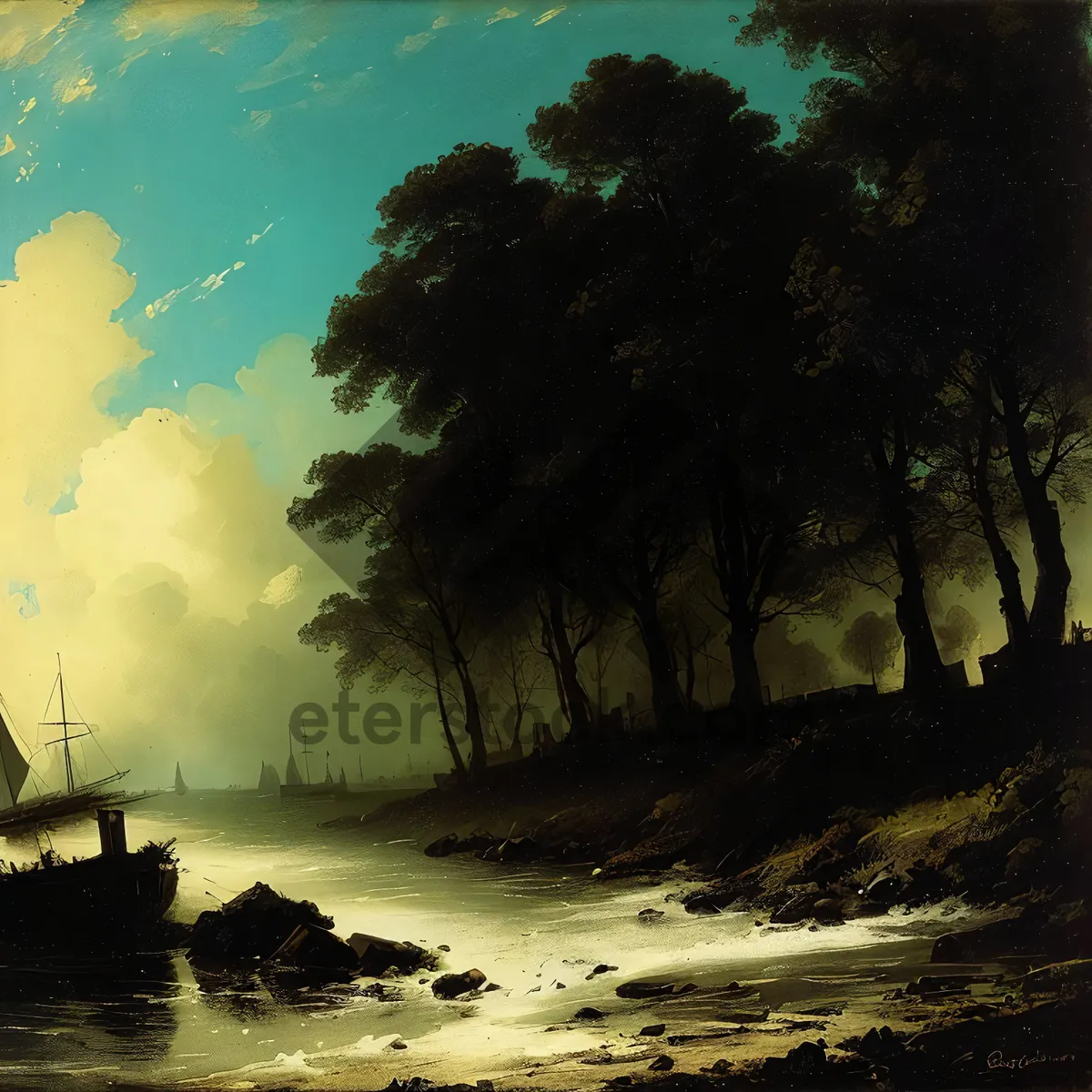 Picture of Serene Sunset Reflections on Calm Waters