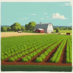 Tranquil Rural Soybean Field Under a Clear Blue Sky