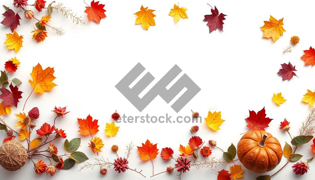 Picture of Yellow floral design wallpaper with autumn leaves and flowers.