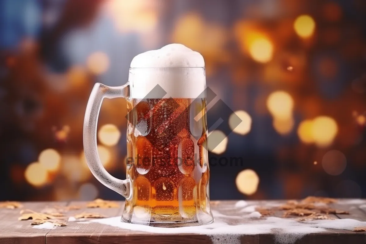 Picture of Golden Lager in Beer Glass with Frothy Foam